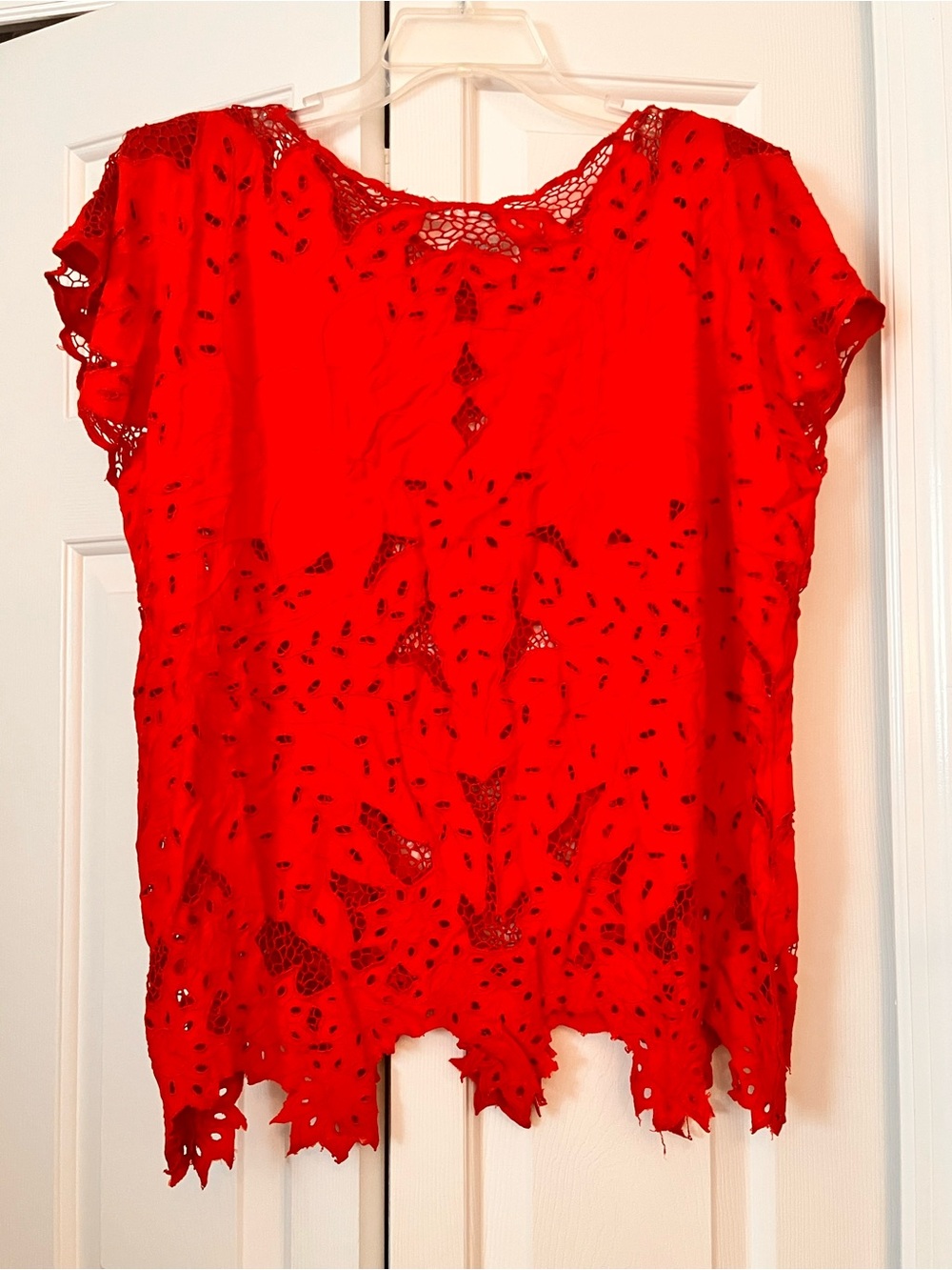 Vintage Blue Sky Ref Lace Cutout Women's Top